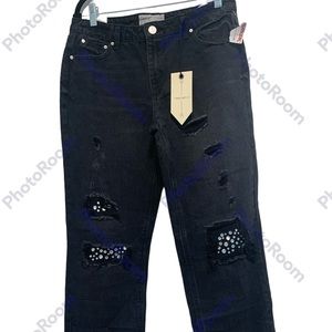 NWT Ban.Jara Distressed Straight Leg Black jeans Size 9